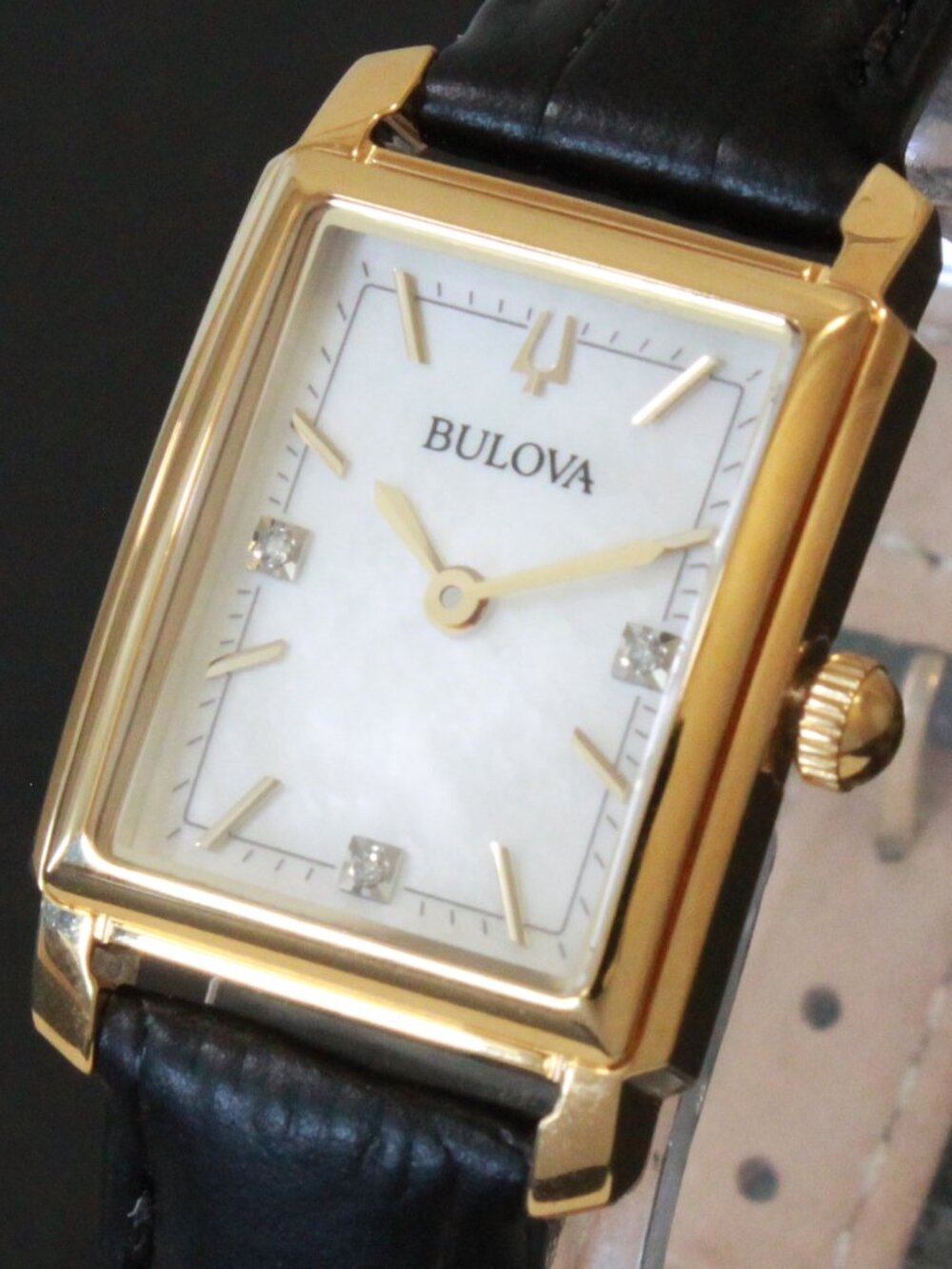 Bulova Ladies Sutton Classic Watch Diamond Accents MOP Dial Black Leather 21mm - Picture 7 of 11